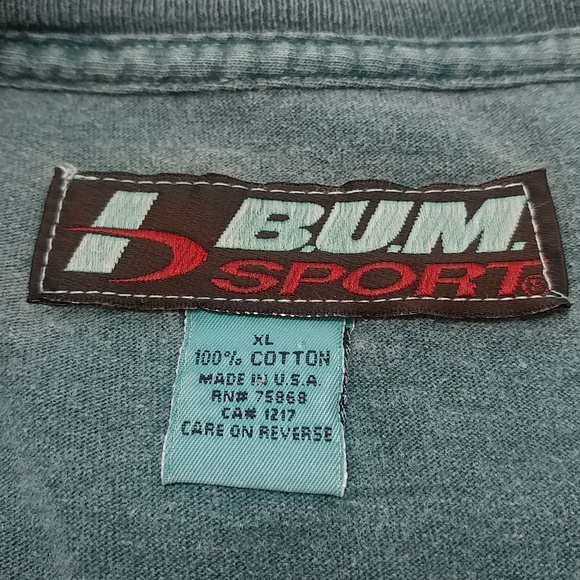 B.U.M. Sport men's vintage short sleeve t-shirt XL green logo front/back - Picture 12 of 14